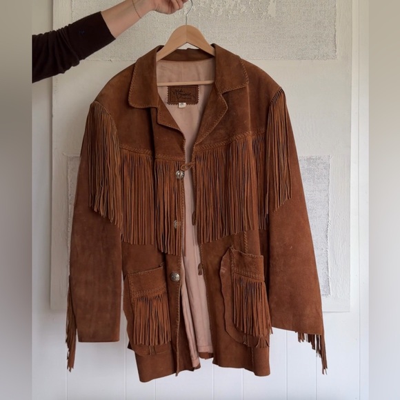 Vintage Jackets & Blazers - Vintage Echo Mountain by Arturo Brown Fringe Suede Jacket